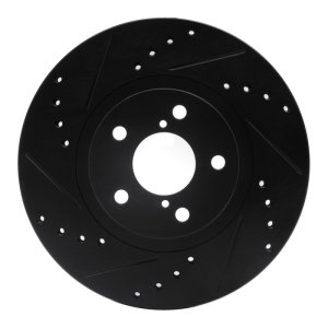 Saab 9-2X Brake Rotor (1) - Front Left - R1 Concepts - Drilled & Slotted - Black - `90-`16